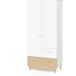 Armoire bébé enfant 2 portes 2 tiroirs blanc LINIA