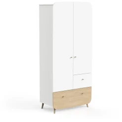 Armoire bébé enfant 2 portes 2 tiroirs blanc LINIA
