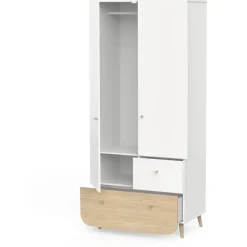 Armoire bébé enfant 2 portes 2 tiroirs blanc LINIA
