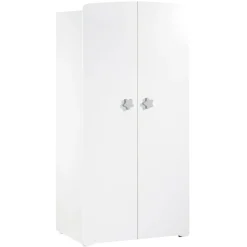 Armoire chambre bébé 2 portes NEW BASIC Boutons Etoile Gris