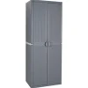 Armoire de rangement de jardin gris 65x45x172 cm PP rotin