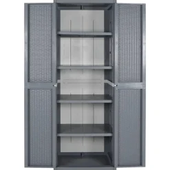 Armoire de rangement de jardin gris 65x45x172 cm PP rotin