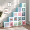 Armoire de rangement pour enfants avec 15 cubes Bleu PP