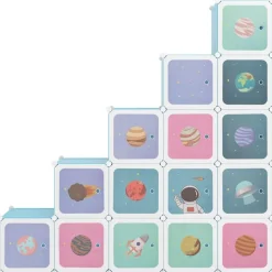 Armoire de rangement pour enfants avec 15 cubes Bleu PP