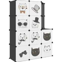Armoire de rangement pour enfants avec 10 cubes Noir PP