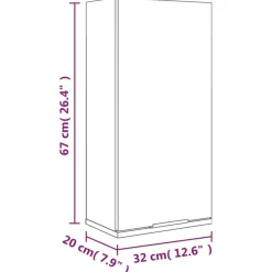 Armoire de salle de bain murale Gris beton 32x20x67 cm