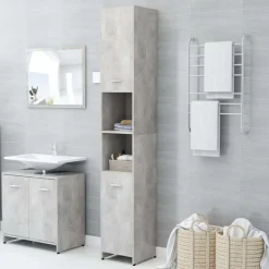 Armoire de salle de bain Gris beton Bois d'ingenierie