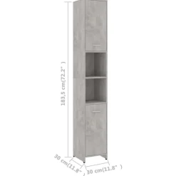 Armoire de salle de bain Gris beton Bois d'ingenierie