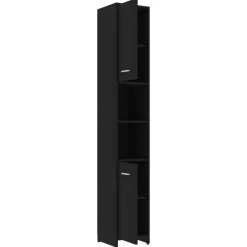 Armoire de salle de bain Noir 30x30x183,5 cm Bois d'ingenierie