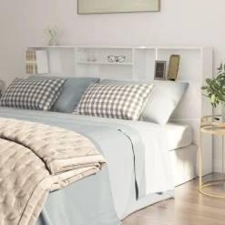 Armoire de tete de lit Blanc brillant 200x19x103,5 cm