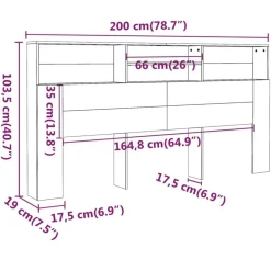 Armoire de tete de lit Blanc brillant 200x19x103,5 cm