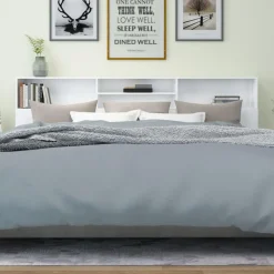 Armoire de tete de lit Blanc brillant 220x19x103,5 cm