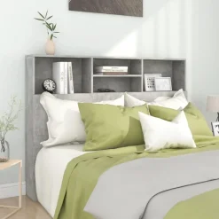 Armoire de tete de lit Gris beton 140x19x103,5 cm