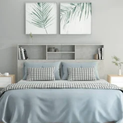 Armoire de tete de lit Gris beton 160x19x103,5 cm