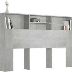 Armoire de tete de lit Gris beton 160x19x103,5 cm