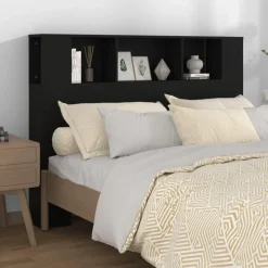 Armoire de tete de lit Noir 140x18,5x104,5 cm