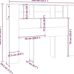 Armoire de tete de lit Noir 140x18,5x104,5 cm