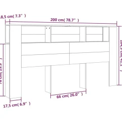 Armoire de tete de lit 200x18,5x104,5 cm bois d'ingenierie