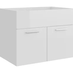 Armoire d'evier Blanc brillant 60x38,5x46 cm Bois d'ingenierie