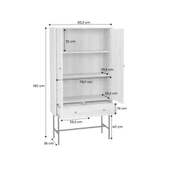 Armoire dressing effet bois rainuré 2 portes. 2 tiroirs. 3 étagères. buffet haut. vaisselier