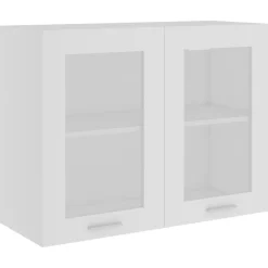 Armoire en verre suspendue Blanc 80x31x60 cm Bois d'ingenierie