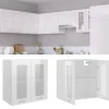 Armoire en verre suspendue Blanc brillant Bois d'ingenierie