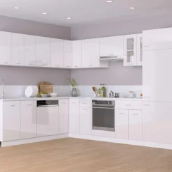 Armoire en verre suspendue Blanc brillant Bois d'ingenierie