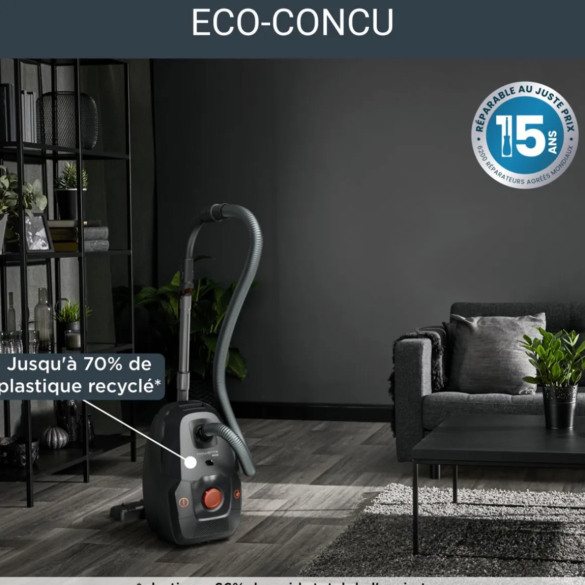 Aspirateur traîneau avec sac RO6164EA - Gris
