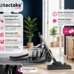 Aspirateur VC900, 900 W, sans sac, sols durs et tapis