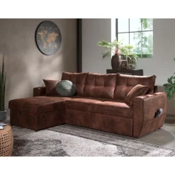 Astoria - canapé d'angle réversible - convertible avec coffre - style industriel - 4 places