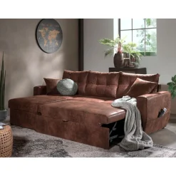 Astoria - canapé d'angle réversible - convertible avec coffre - style industriel - 4 places