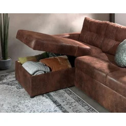 Astoria - canapé d'angle réversible - convertible avec coffre - style industriel - 4 places