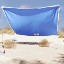 Auvent de plage avec ancres de sable bleu 304x300 cm