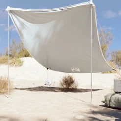 Auvent de plage avec ancres de sable gris 214x236 cm