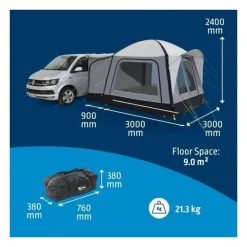 Auvent indépendant - KAMPA - Cross Air TC - Tissu polycoton, Air Frame, tapis de sol, stores occultants, panneau moustiquaire