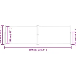 Auvent lateral retractable Noir 180x600 cm