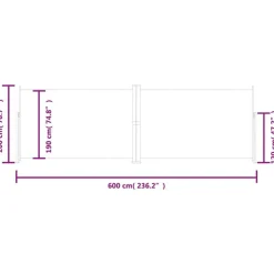 Auvent lateral retractable Marron 200x600 cm