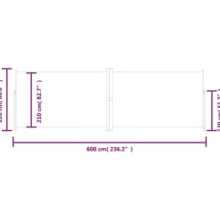 Auvent lateral retractable Marron 220x600 cm