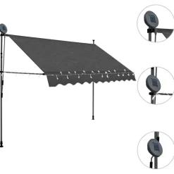 Auvent manuel retractable avec LED 250 cm Anthracite