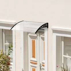 Auvent marquise de porte design voûté arrondi dim. 150L x 90l x 25H cm polycarbonate PP noir