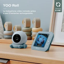 Babyphone Caméra Sans Fil YOO Roll Babymoov - Batteries Rechargeables - Berceuses - Portée 300m