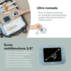 Babyphone Caméra Sans Fil YOO Roll Babymoov - Batteries Rechargeables - Berceuses - Portée 300m