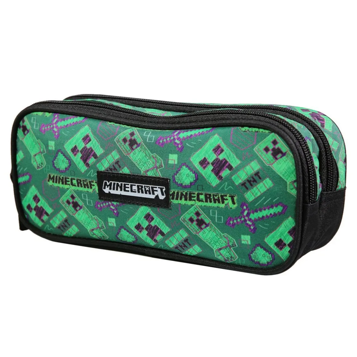 BAGTROTTER Trousse scolaire 2 compartiments Minecraft Vert