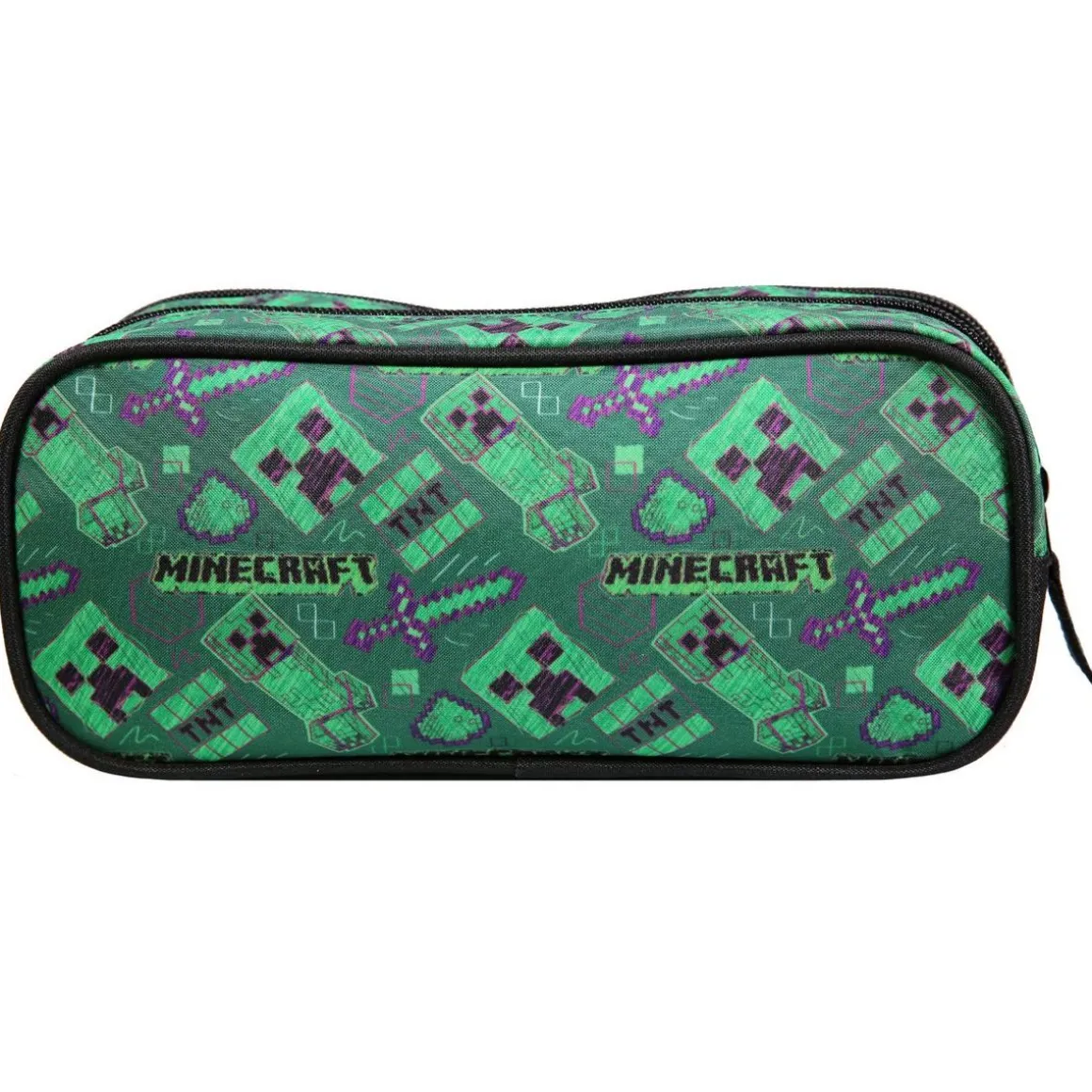 BAGTROTTER Trousse scolaire 2 compartiments Minecraft Vert