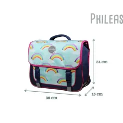 BAGTROTTER Cartable 38 cm Phileas Arc En Ciel Bleu - Le Plus Confortable des Cartables - Ergonomie/Confort/Sécurité - Système Smart Comfort