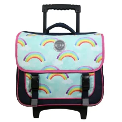 BAGTROTTER Cartable à roulettes 38 cm Phileas Arc En Ciel Bleu - Le Plus Confortable des Cartables - Ergonomie/Confort/Sécurité - Système Smart Comfort