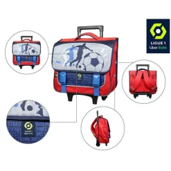 BAGTROTTER Cartable à roulettes 38 cm Ligue 1 Uber Eats Football Gris