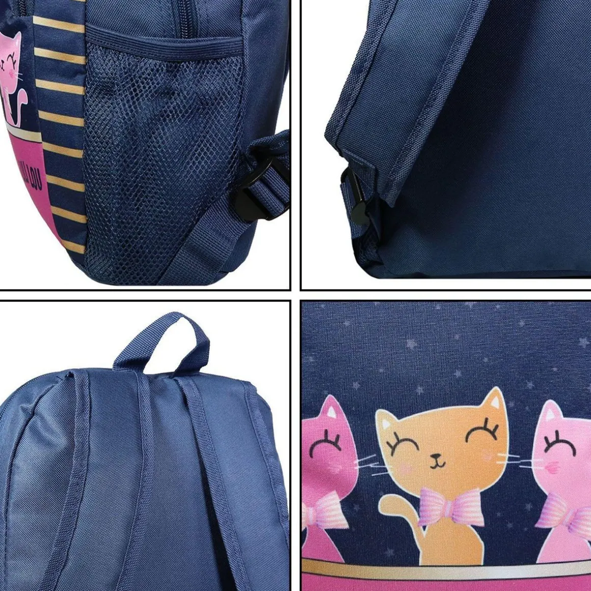 BAGTROTTER Sac à dos 37 cm avec poche Lili Lou Chat Bleu