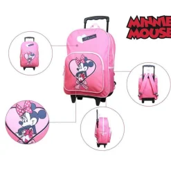 BAGTROTTER Sac à dos à roulettes Disney Minnie Noeud Rose