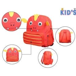 BAGTROTTER Sac à dos gouter maternelle 3D Dragon Kids Rouge